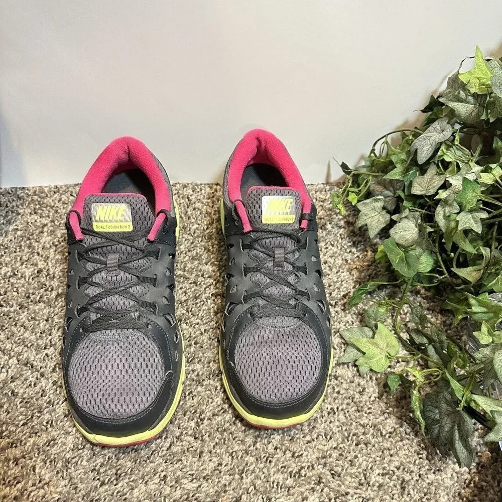 Nike Dual Fusion Run 2 Gray Pink Running Shoes Sneakers 599564-009 Womens Sz 10